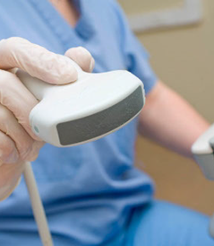 Detail of the external probe used for abdominal ultrasound